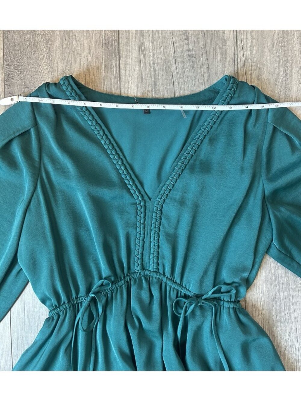 Kobi Halperin Sari Emerald Green Ruched Waist Midi Dress Long Sleeve M - Picture 15 of 16